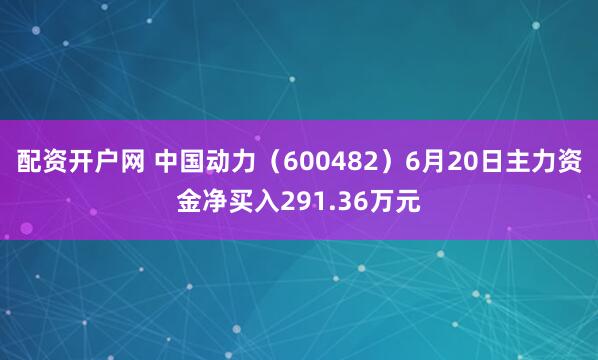 配资开户网 中国动力（600482）6月20日主力资金净买入291.36万元